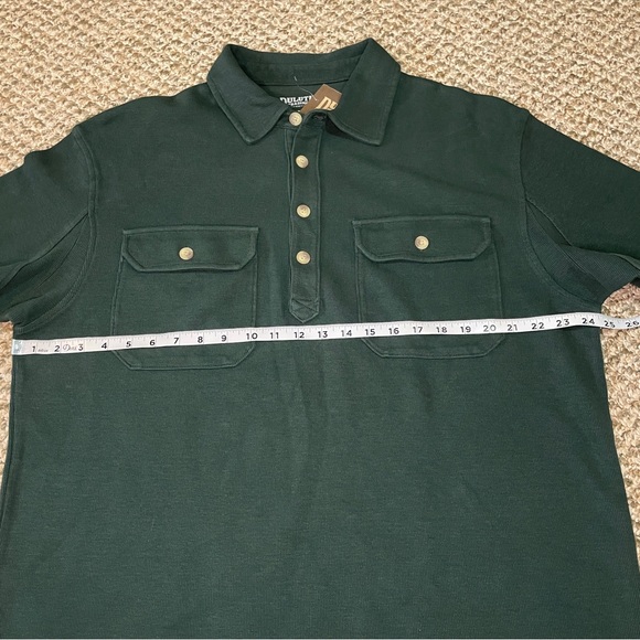 Duluth Trading Co Rib Long Sleeve Cotton Mountain Polo Shirt - Deep Hunter Green - Picture 7 of 13